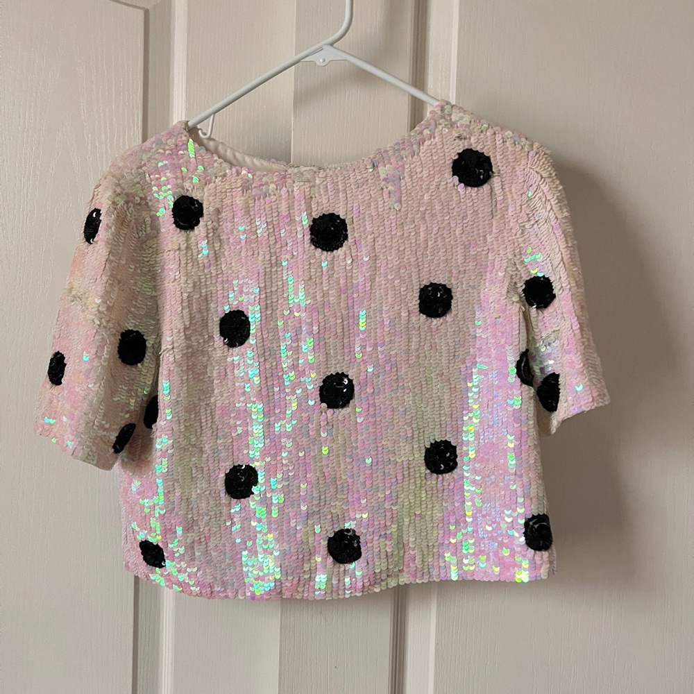 ASOS Billie Heavy Sequin Polka Dot Top
